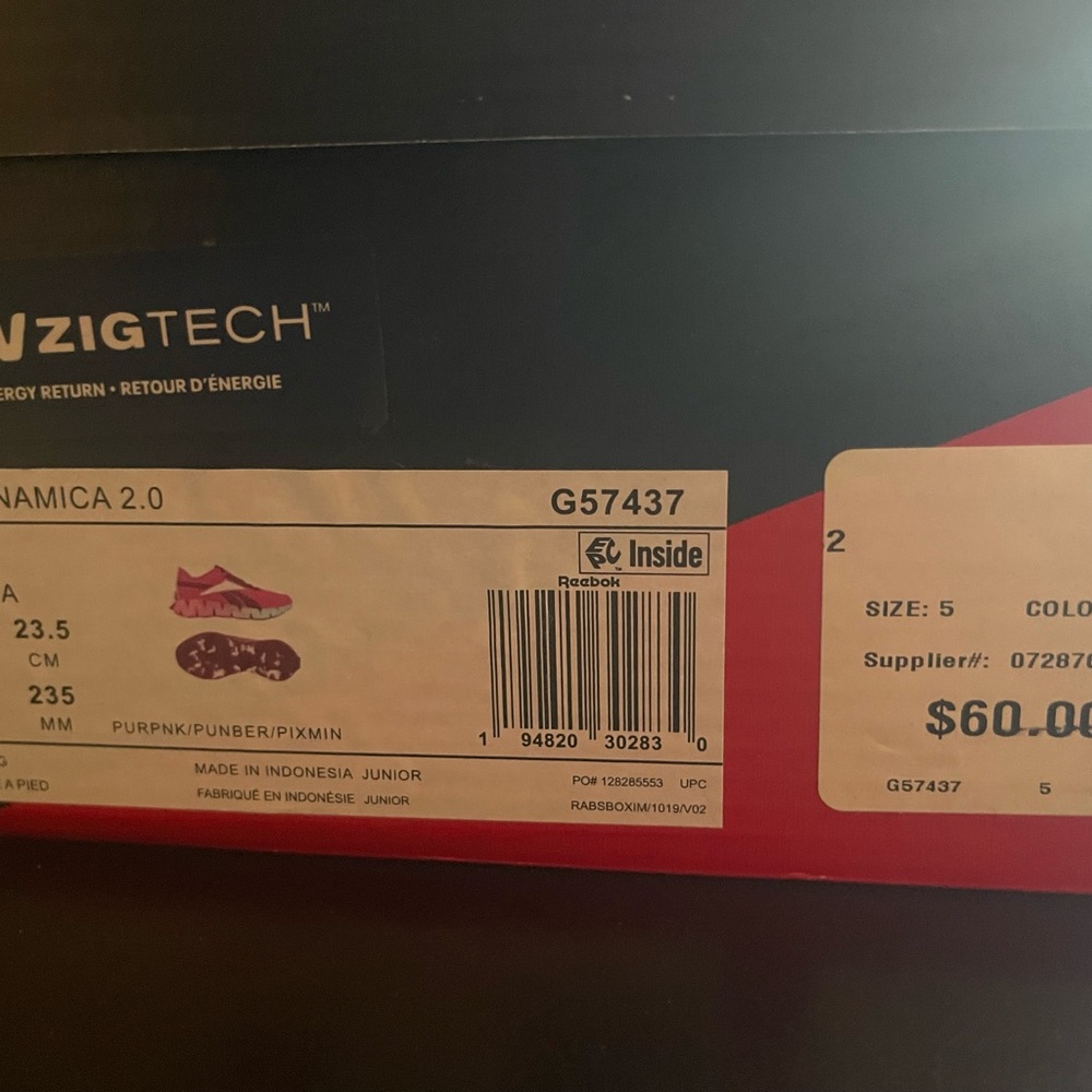 Reebok Zig Dynamica 2.0 Girls Big Kid Size 5 - Picture 3 of 8